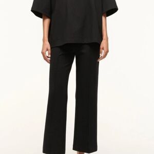 Staud Knack Pleated High Rise Ankle Ponte Dress Pants in Black Size Small